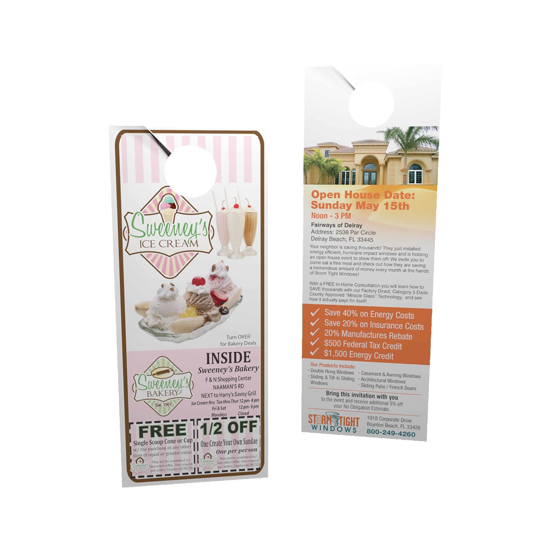 Door Hangers 4.25 x 14.0 - 14pt Cardstock Paper - Full Color 1 Side